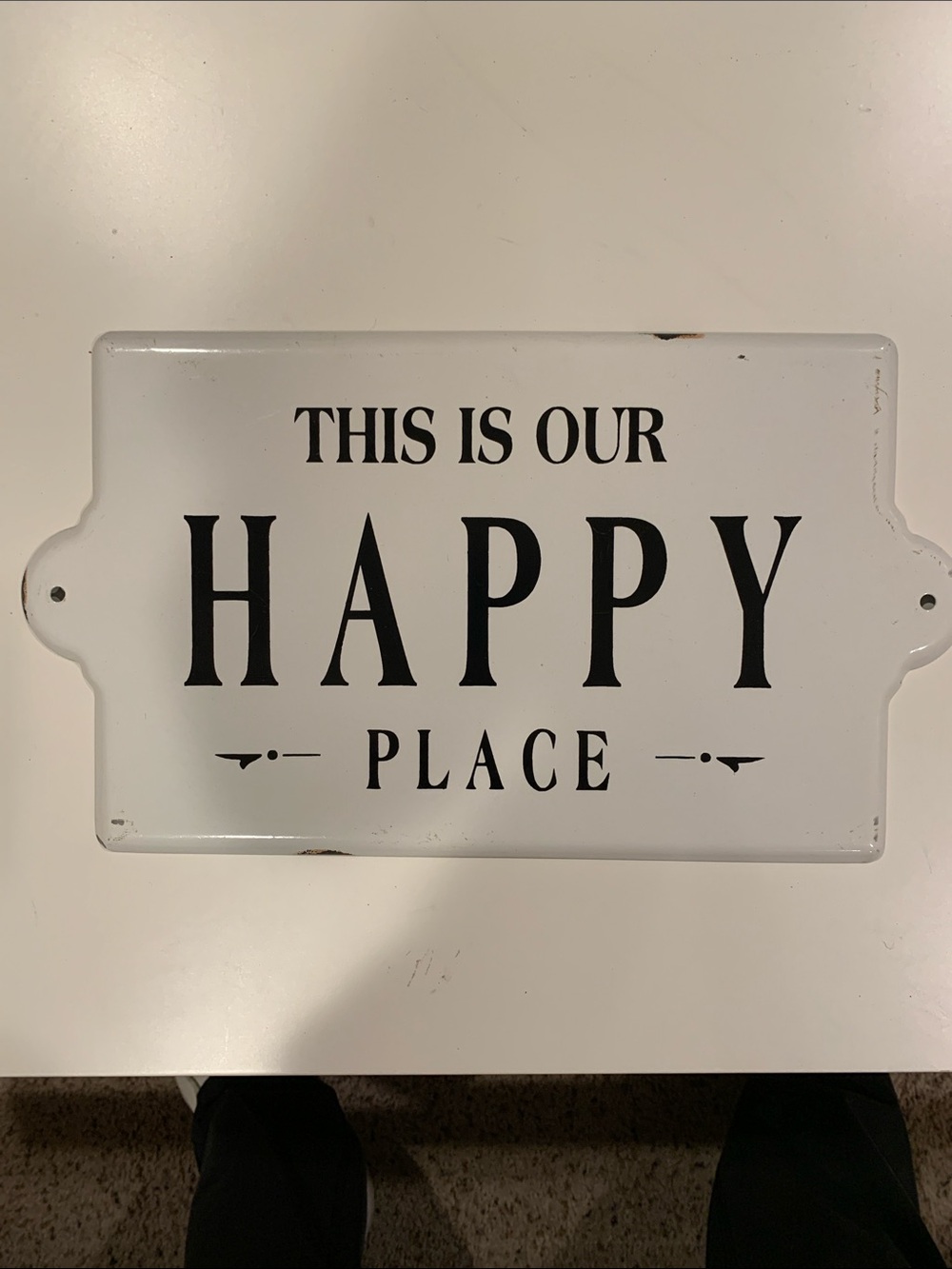 "This Is Our HAPPY Place" White Metal Wall Sign
